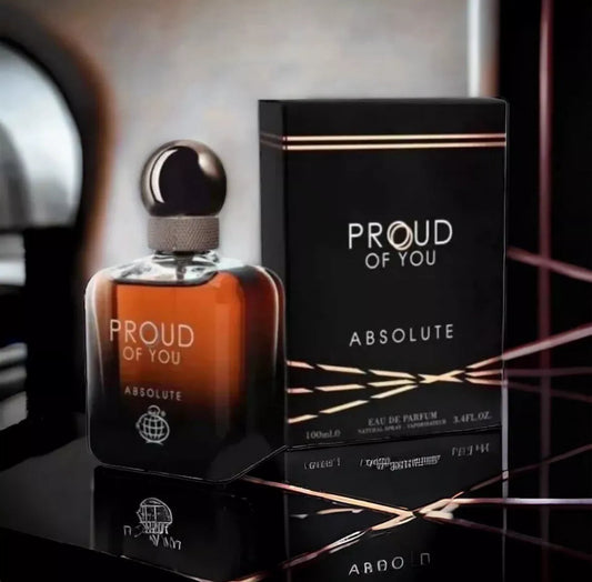 PROUD OF YOU. ABSOLUTE. FRAGRANCE WORLD. 100ML